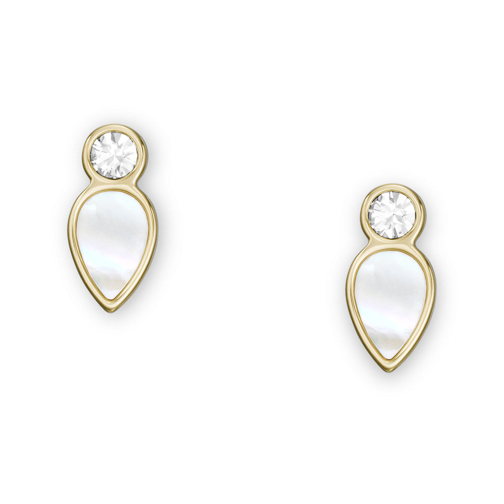 Teardrop White Mother of Pearl Stud Earrings JF04249710