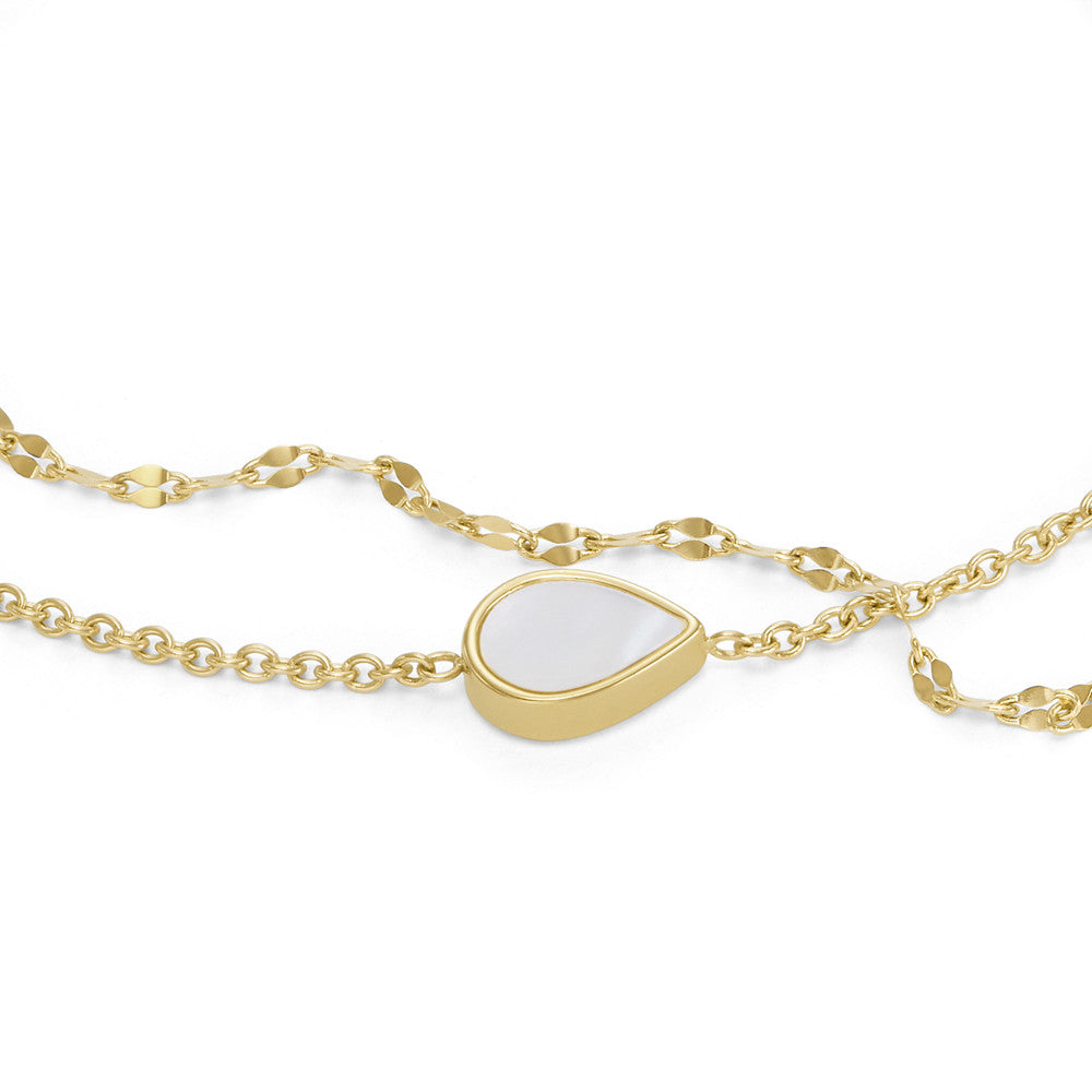 Teardrop White Mother of Pearl Chain Bracelet JF04317710