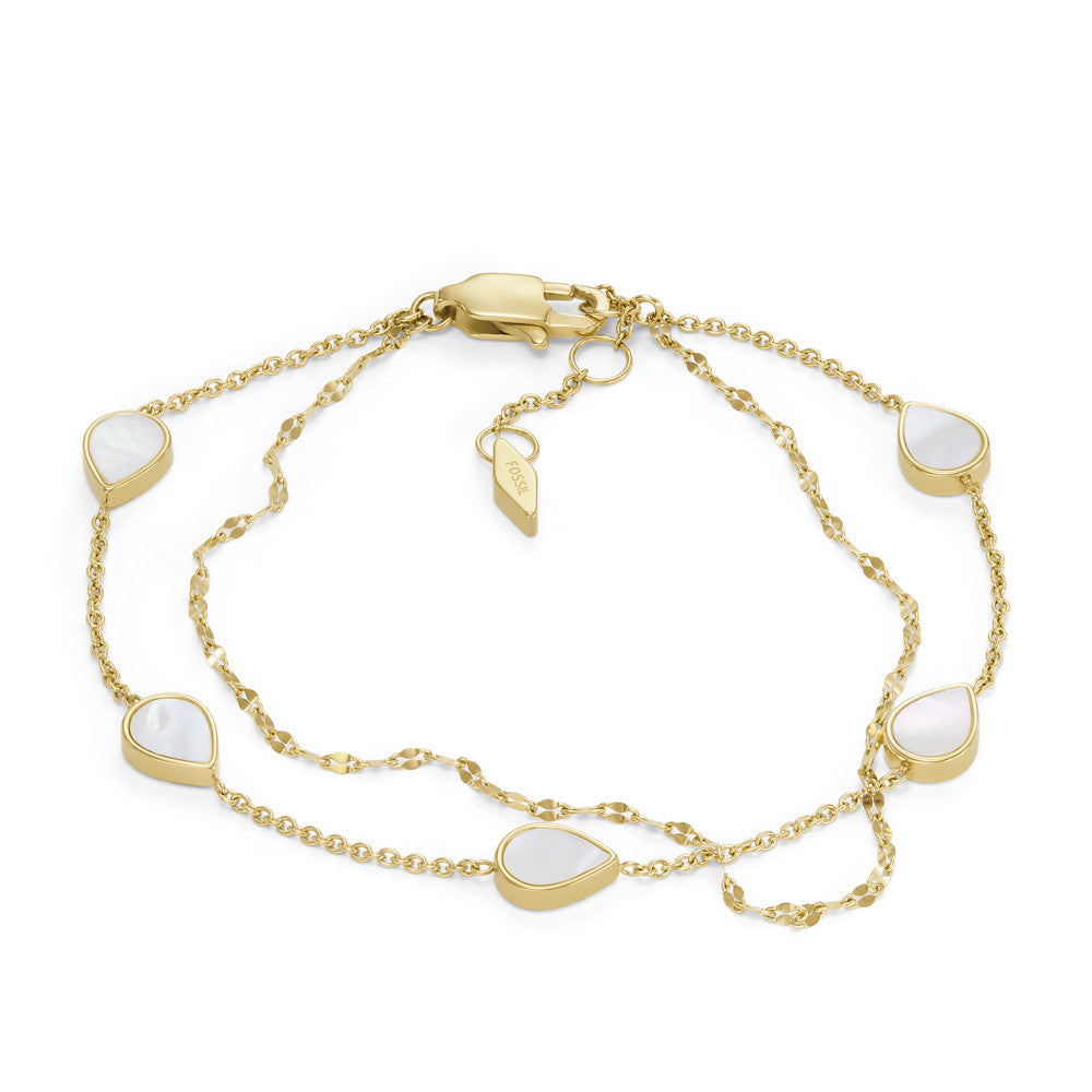 Teardrop White Mother of Pearl Chain Bracelet JF04317710