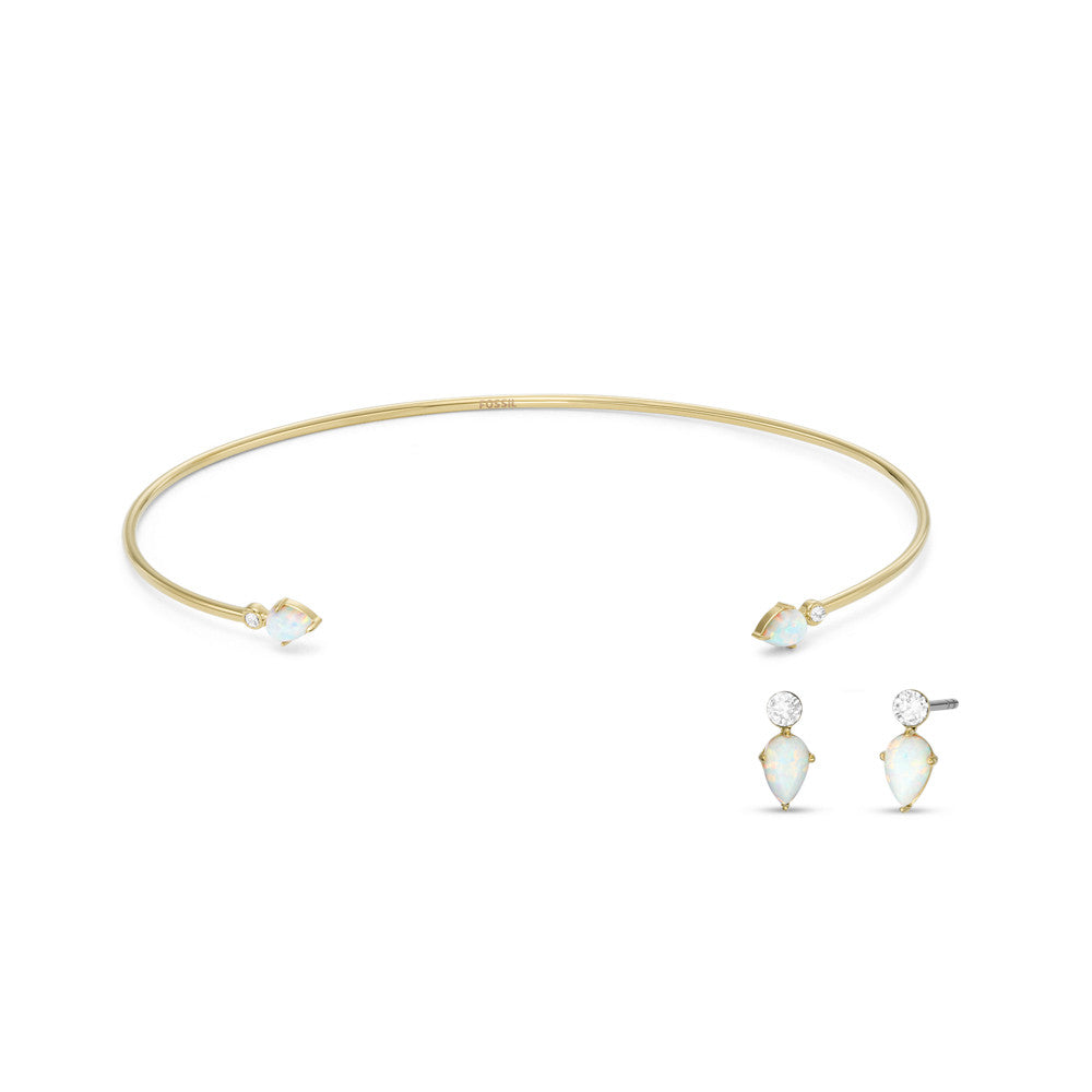 Celestial Opals Synthetic Opal Bracelet and Earrings Set JF04321SET
