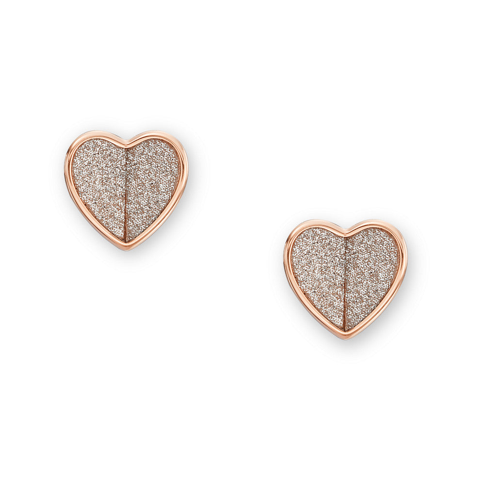 Sadie Flutter Hearts Rose Gold-Tone Stainless Steel Stud Earrings JF04334791
