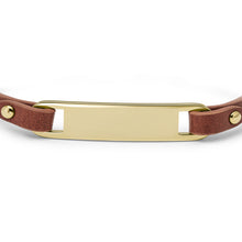 Load image into Gallery viewer, Heritage Plaque Brown Leather Strap Bracelet JF04370710

