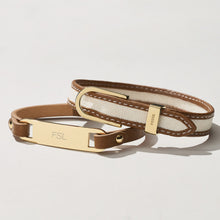 Load image into Gallery viewer, Heritage Plaque Brown Leather Strap Bracelet JF04370710
