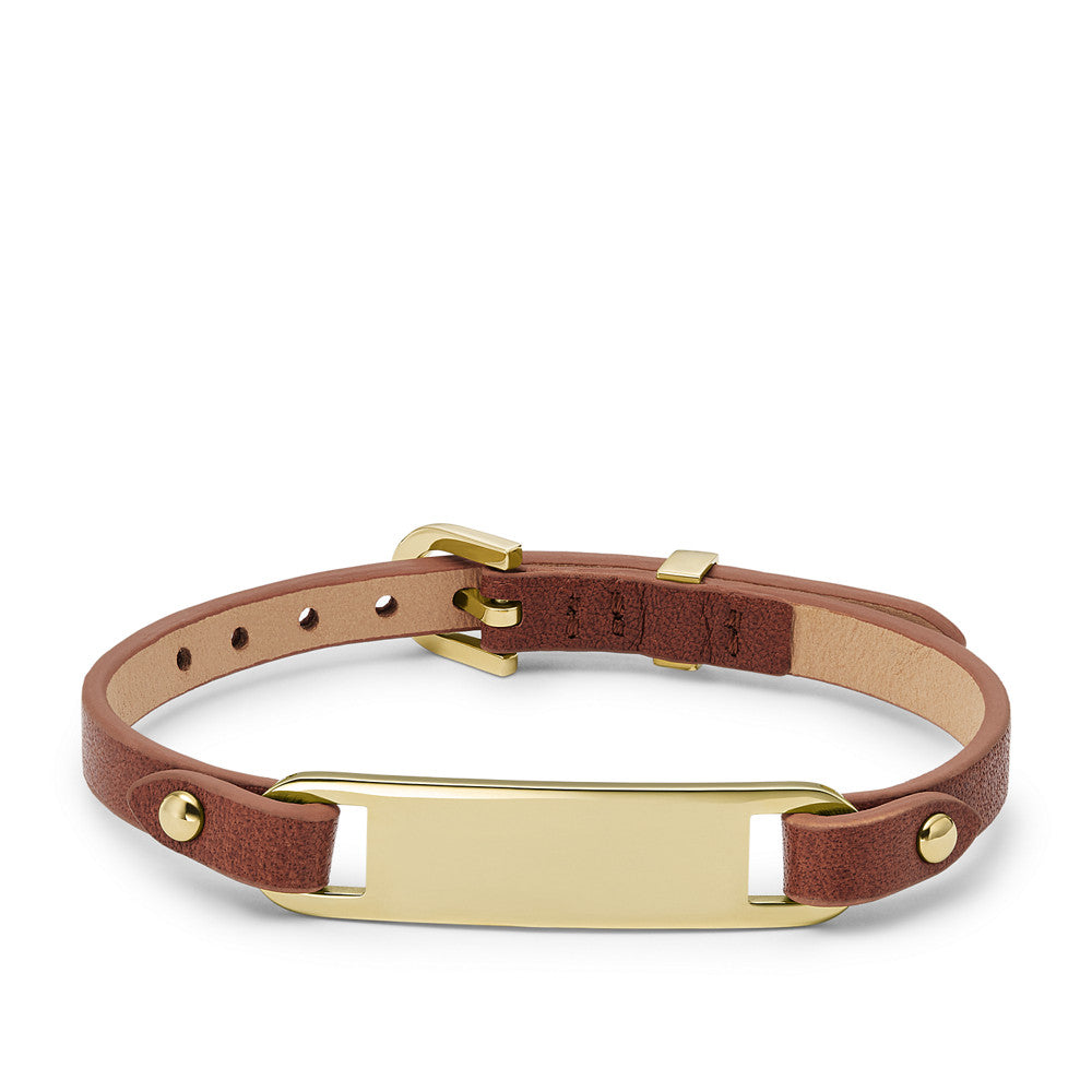 Heritage Plaque Brown Leather Strap Bracelet JF04370710