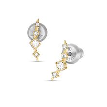 Load image into Gallery viewer, All Stacked Up Gold-Tone Stainless Steel Climber Earrings JF04374710
