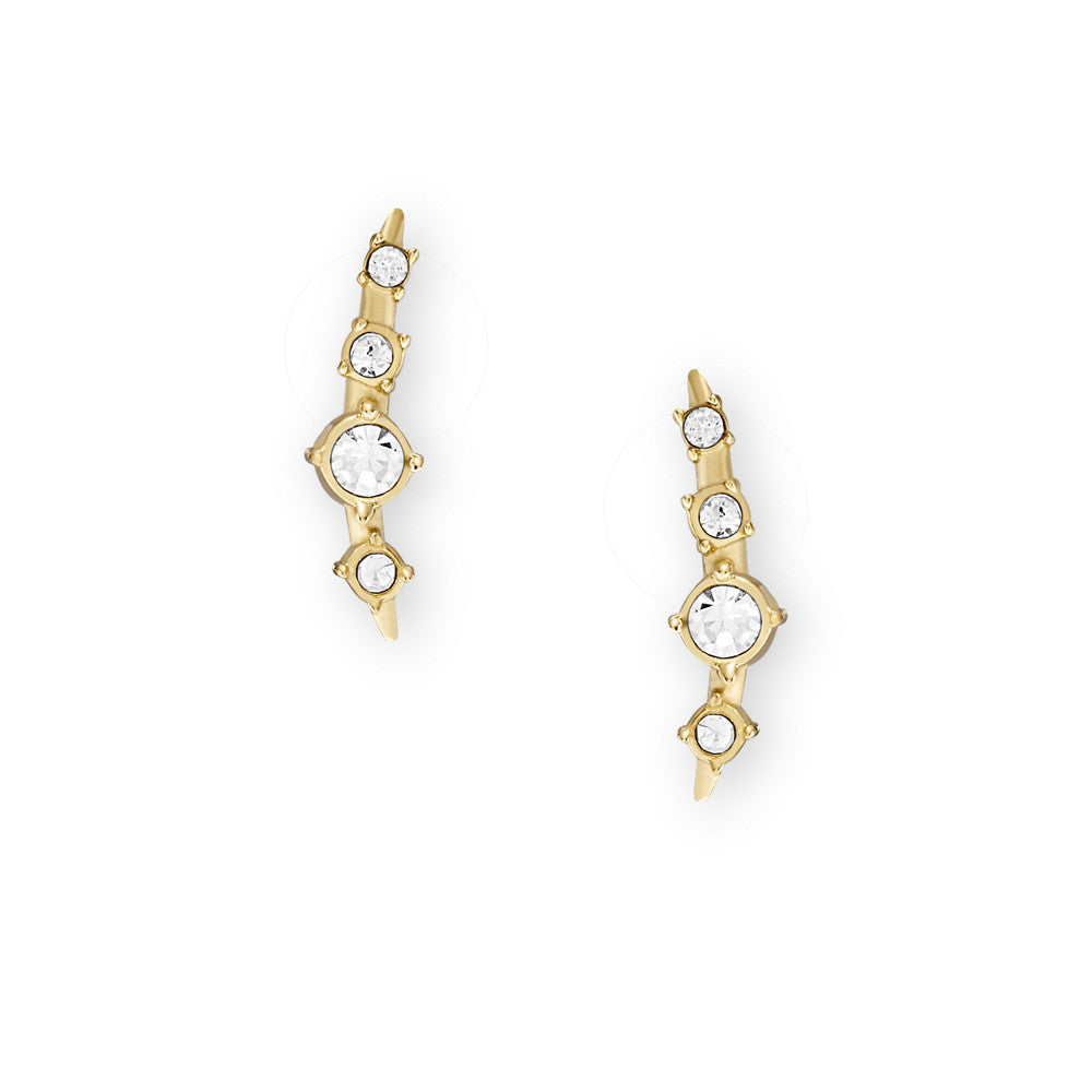 All Stacked Up Gold-Tone Stainless Steel Climber Earrings JF04374710