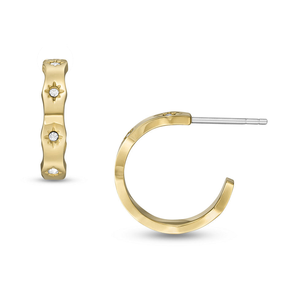 Sadie Scalloped Edge Gold-Tone Stainless Steel Hoop Earrings JF04380710