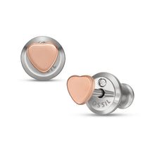 Load image into Gallery viewer, Hearts Rose Gold-Tone Stainless Steel Stud Earrings JF04389791
