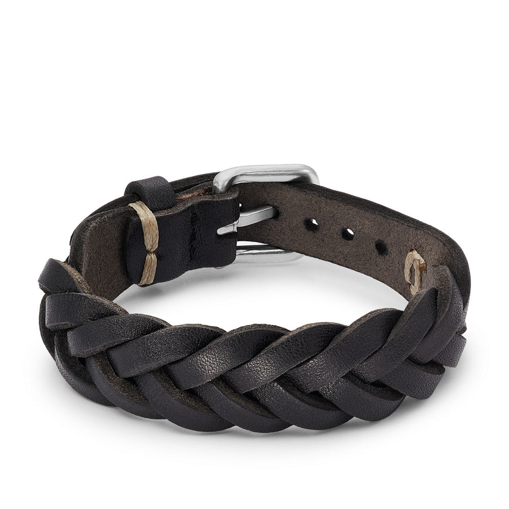 Leather Essentials Black Leather Strap Bracelet JF04405040