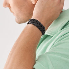 Load image into Gallery viewer, Leather Essentials Black Leather Strap Bracelet JF04405040
