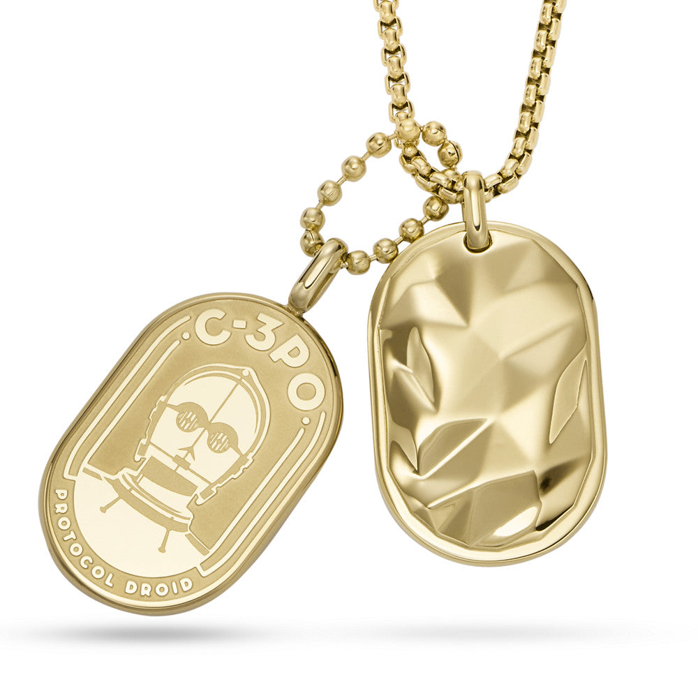 Star Wars™ C-3PO™ Gold-Tone Stainless Steel Dog Tag Necklace JF04478710
