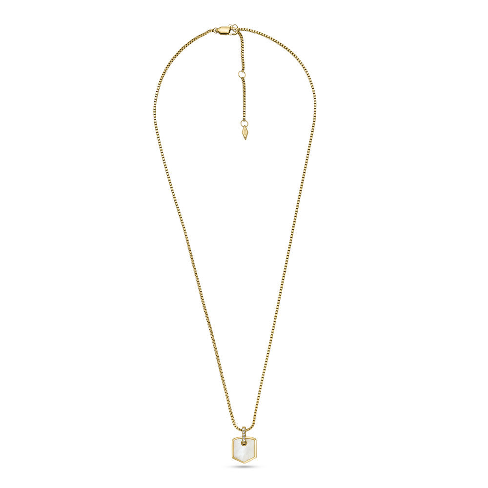 Heritage Crest Mother of Pearl Gold-Tone Stainless Steel Chain Necklace  JF04529710