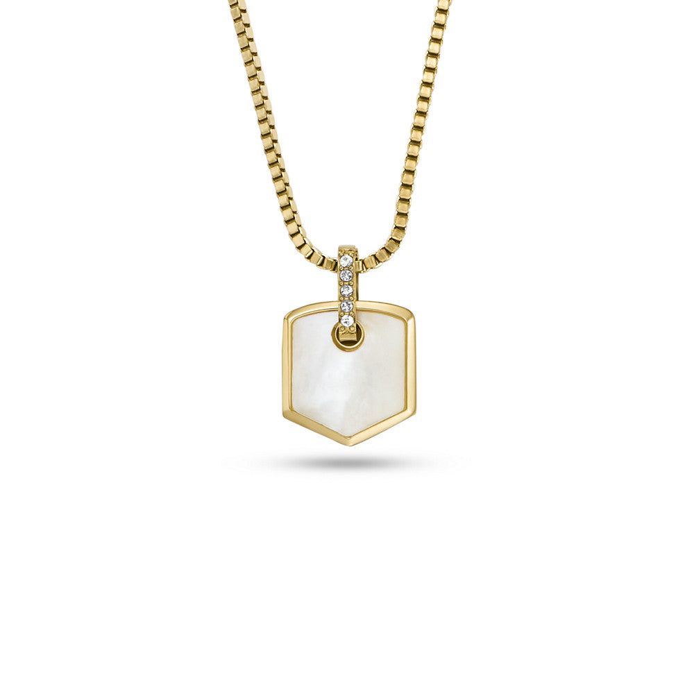 Heritage Crest Mother of Pearl Gold-Tone Stainless Steel Chain Necklace JF04529710