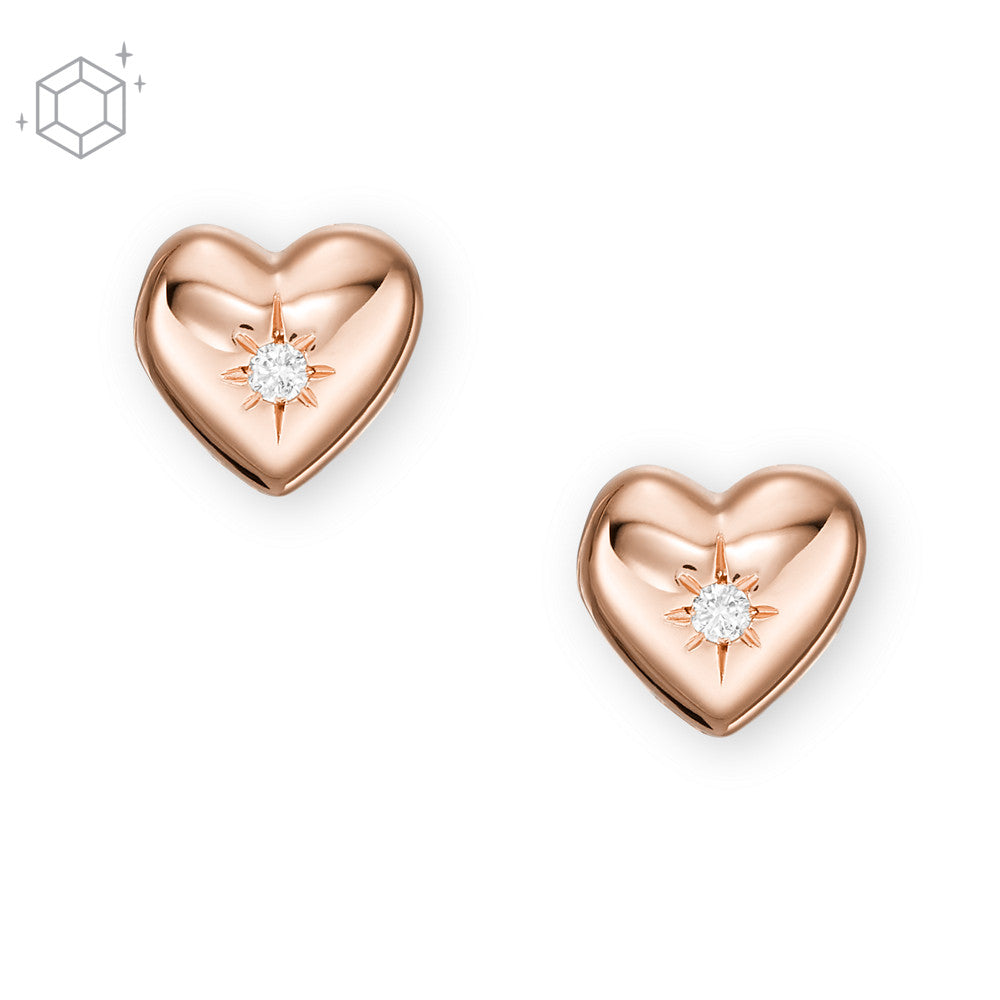 True Love 14K Rose Gold Plated Clear Laboratory Grown Diamond Stud Earrings JFS00609791