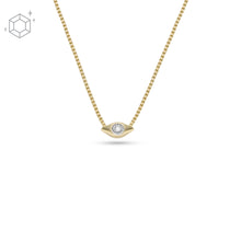 Load image into Gallery viewer, Evil Eye 14K Gold Plated Clear Laboratory Grown Diamond Station Necklace JFS00614710
