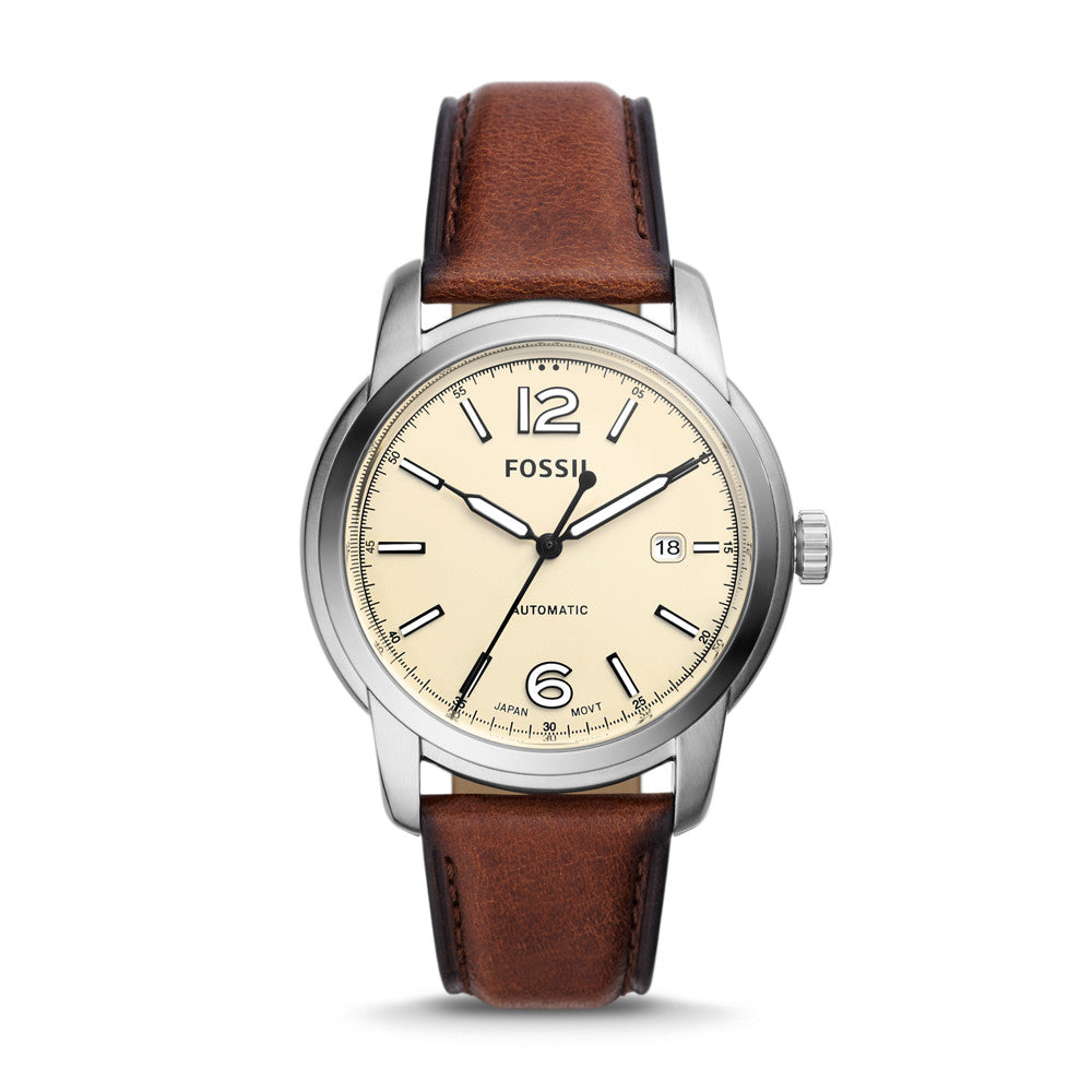 Fossil Heritage Automatic Brown Eco Leather Watch ME3221