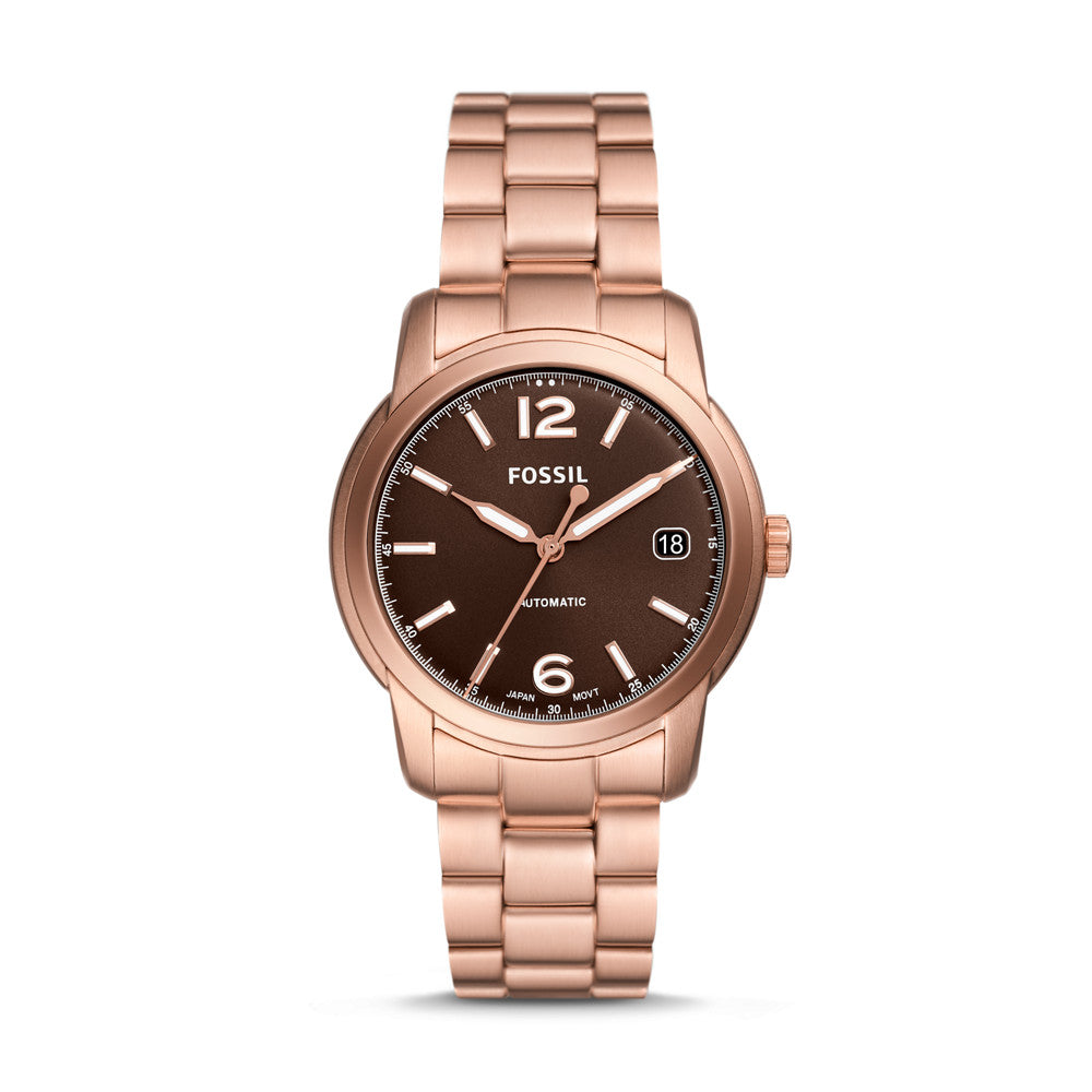 Fossil Heritage Automatic Rose Gold-Tone Stainless Steel Watch ME3258